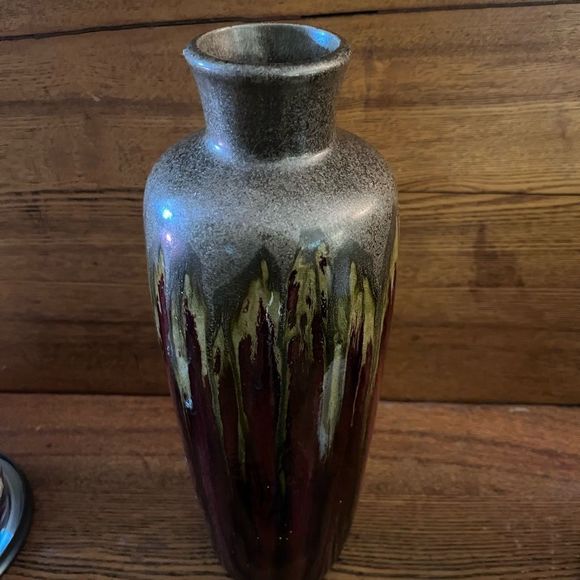 Pier 1 Pottery Vase Drip Enamel Glaze 13” High - Picture 4 of 5